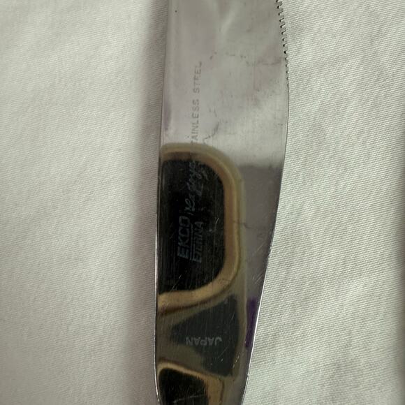 Ekco Eterna La Joya VTG Set 4 Butter Knives Stainless Steel Faux Wood Flatware - Picture 5 of 11